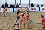 Deutsch: Beachhandball Europameisterschaften 2019 (Beach handball Euro); Tag 2: 3. Juli 2019 – Frauen, Vorrunde Gruppe A, Türkei-Norwegen 0:2 (17:22, 12:20) English: Beach handball Euro; Day 2: 3 July 2019 – Women Preliminary Round Group A – Turkey-Norway 0:2 (17:22, 12:20)