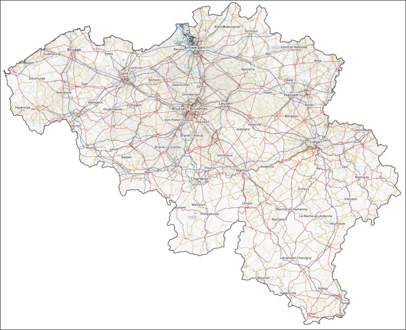 Réseau des routes et autoroutes en Belgique.