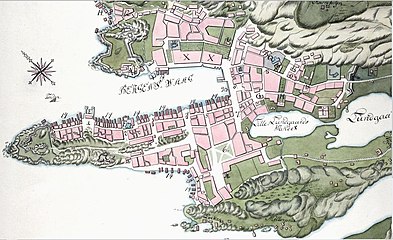 English: Map of Bergen in 1768
