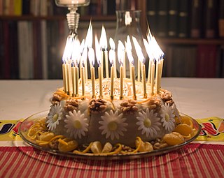 <span class="mw-page-title-main">Birthday cake</span> Dessert served to celebrate a birthday