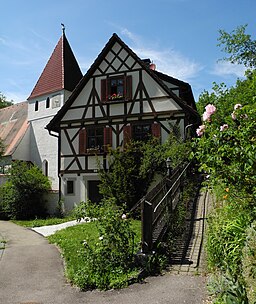 Blaustein - Ev.Kirche mit Pfarrhaus in Lautern