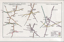 A 1903 Railway Clearing House map of railways in the vicinity of Weston (upper centre) Bourne, Little Bytham, March, Spalding, Stamford & Wansford Lynn & South Lynn RJD 46.jpg