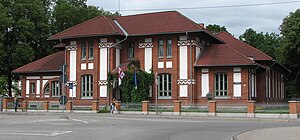 Building of Estonian Students' Society in Tartu. In August 2008 a Georgian flag was hoisted besides Estonian to support Georgia in the South Ossetia war.