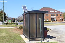 Bus stop using solar powered lights Bus Stop with solar powered lights, Billy Grant Field.JPG