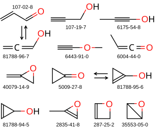 C<sub>3</sub>H<sub>4</sub>O Index of chemical compounds with the same molecular formula