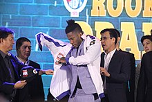 Perez after being drafted by the Columbian Dyip during the 2018 PBA draft CJ Perez 2018 PBA Rookie Draft.jpg