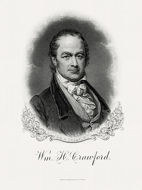 Bureau of Engraving and Printing portrait of Crawford as Secretary of the Treasury