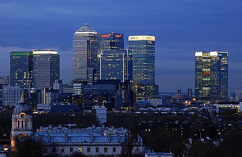 Canary Wharf is a major business and financial centre and is home to some of the UK's tallest buildings.