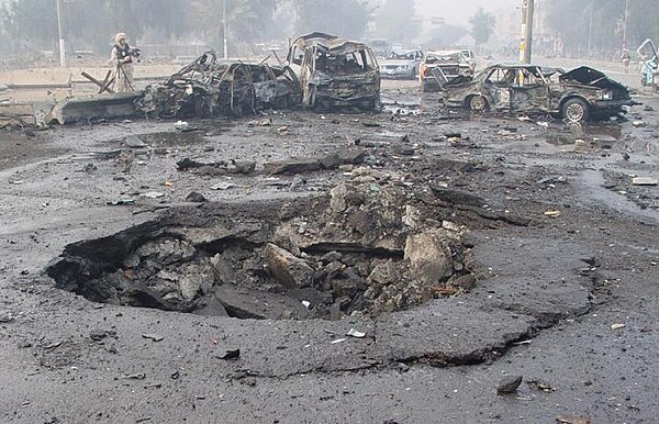 The result of a car bombing during the Iraq War