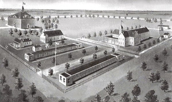 Bird's-eye painting of Carlisle Military Academy, 1911