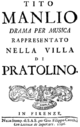 Carlo Francesco Pollarolo - Tito Manlio - titlepage of the libretto - Florence 1696.png