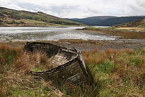 The island of Carna on Loch Sunart. Cara is the current chief's slogan. Carna.jpg