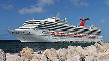 Carnival Sunshine, Ex Carnival Destiny After receiving modifications in 2013, in Curacao 2014. Carnival Sunshine Curacao 2014 (cropped).jpg