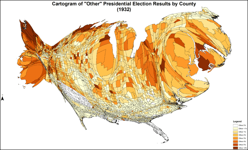 File:CartogramOtherPresidentialCounty1932Colorbrewer.gif