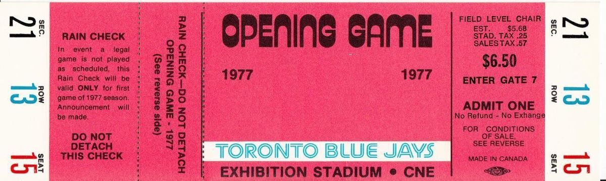 April 7, 1977 Chicago White Sox at Toronto Blue Jays 