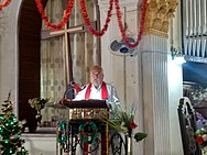 Maj Samuel Paul (Retd), Presbyter of the Christ Church, Mhow delivers a Sunday Sermon. Christ Church Mhow Pastor Rev Maj Samuel Paul Retd.jpg