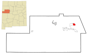 Uključena i neuključena područja u okrugu Ciboli. Paguate je označen crveno.