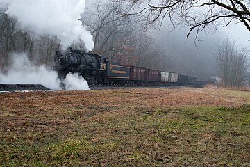 No. 734 hauling an empty freight train for a photo charter, January 13, 2013