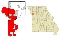 Location in Jackson, Clay, Platte, and Cass Counties in the state of Missouri.