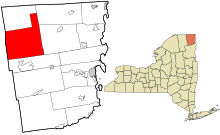 Clinton County New York áreas incorporadas e não incorporadas Ellenburg realçadas.