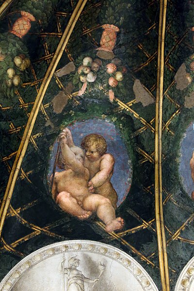 File:Correggio, camera di san paolo, 1518-19, putti con oggetti legati alla caccia e ad altro, 06.jpg