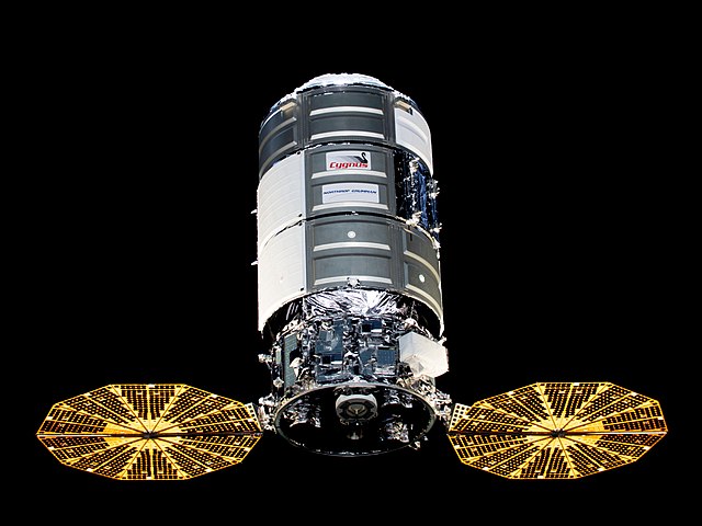 Cygnus spacecraft approaching the International Space Station for the NG-12 mission