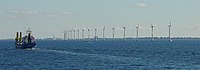Прибрежный ветропарк Миддельгрюнден, около Копенгагена, Дания. На момент постройки был крупнейшим в мире