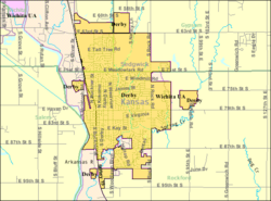 Detailed map of Derby, Kansas