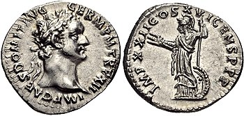 Denarius des Domitian aus dem Jahr 92