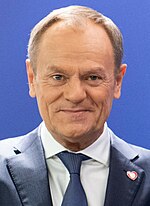 Donald Tusk, the leader of Civic Coalition and Prime Minister between (2007-2014), he was the first prime minister to be reelected, between 2014-2019 he was the President of the European Council. Donald Tusk & Ursula von der Leyen - 2023 (cropped).jpg