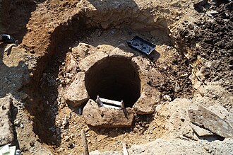 The well during excavation in 2019 Druminnor Castle well, 2019.jpg