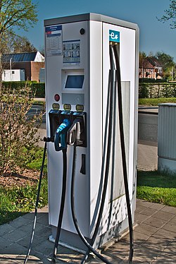 Electric car charging station in Einbeck, Germany.