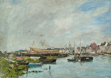 Le Port de Trouville, Chantier naval, 1885-1890,Greenock, McLean Museum.