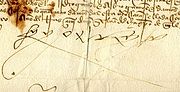 Chữ ký của Ferrando II của Aragón