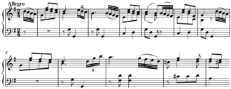 First theme (G major) and transition from counterstatement (to D major), mm. 1–12[4]: 136 