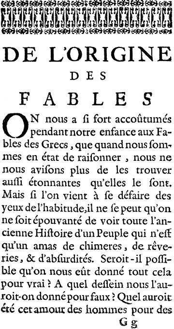 De l'origine des fables