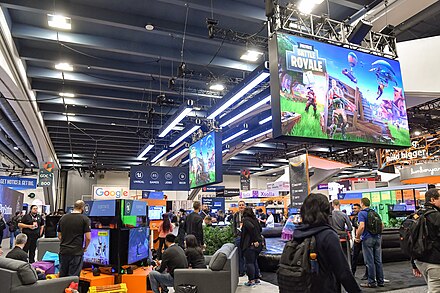 The Fortnite Battle Royale booth at the 2018 Game Developers Conference.