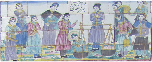 Selling Joseph as a slave. Painting in Takieh Moaven ol molk, Kermanshah, Iran
