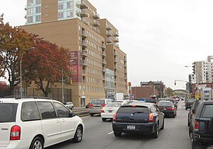 Looking south at Fourth Street