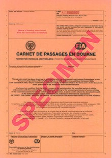 Front page of a Carnet de Passages en Douane Front page from CPD Carnet.jpg