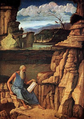 Giovanni Bellini - St Jerome Membaca di Pedesaan - WGA1687.jpg