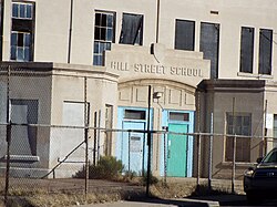 Hill Street School main entrance Globe-Hill Street School-450 Hill Street-1913-3.jpg