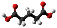 Ball-and-stick model of the glutaric acid molecule