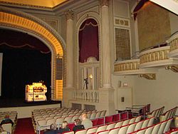 Inside the auditorium, with a view of the Organ console Grand Theater in Wausau, WI.jpg