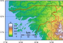 An enlargeable topographic map of Guinea-Bissau Guinea-Bissau Topography.png