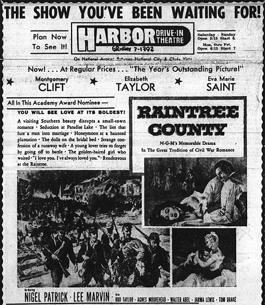 File:Harbor Drive-In Ad - 6 March 1958, National City, CA.jpg