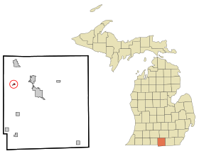 Hillsdale County Michigan Incorporated and Unincorporated areas Allen Highlighted.svg