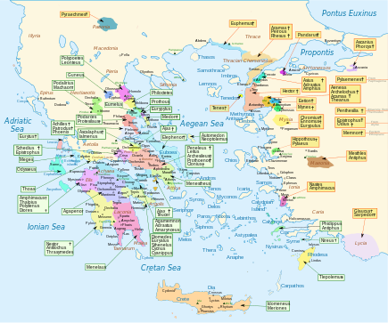 Greece according to the Iliad Homeric Greece.svg