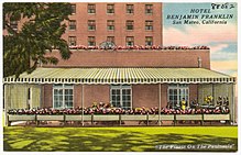 Hotel Benjamin Franklin, vintage postcard Hotel Benjamin Franklin, San Mateo, California (80082).jpg