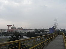 View of Tecnologico de Monterrey from pedestrian bridge on the Mexico-Xochimilco road. Also visible are the Periferico bridges and a Costco store. ITESMCampusCCMDF.JPG